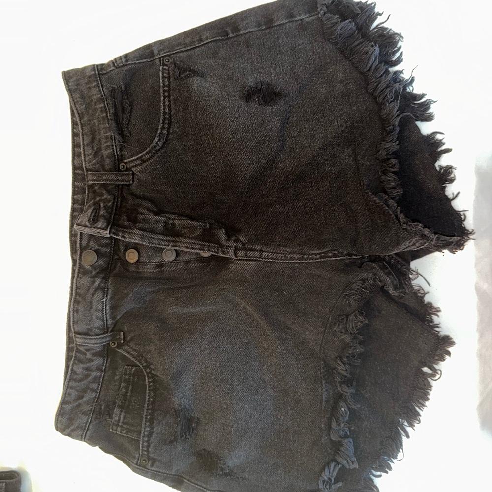 Wild Fable Black Jean Shorts with Frayed Hem